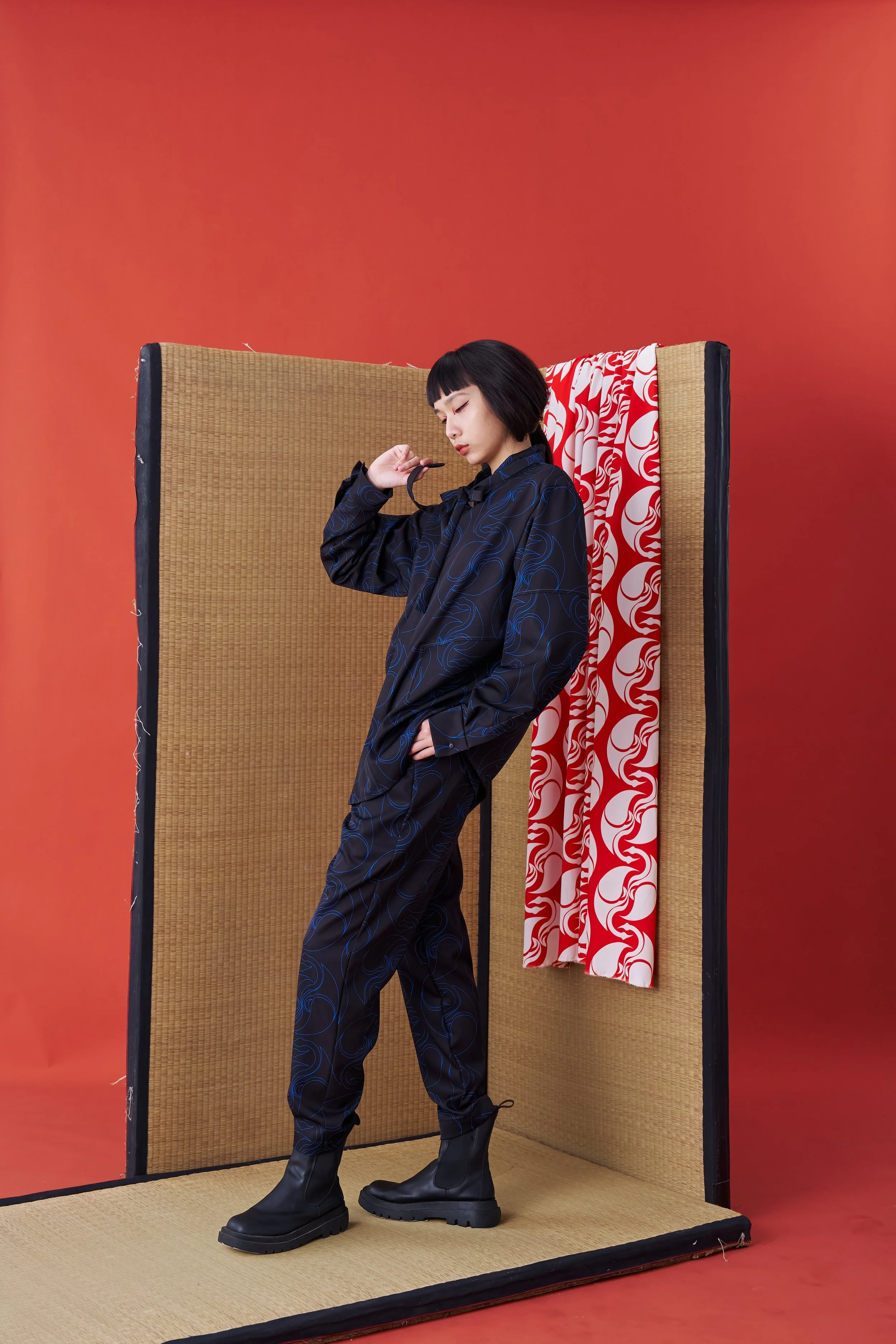 Deconstructed Collar Tie Shirt (Blue print) — INF - Garment for